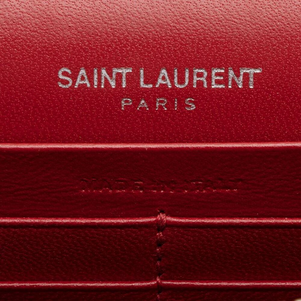 Saint Laurent Croc Embossed Leather Monogram Kate Tassel Chain Wallet - Picture 8 of 14